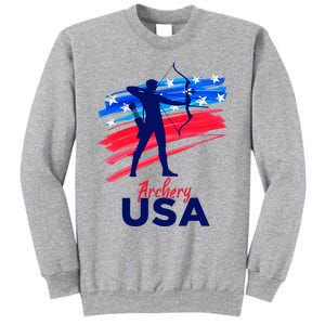 Archery Sport Archer Support Team Flag Usa American Tall Sweatshirt