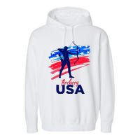 Archery Sport Archer Support Team Flag Usa American Garment-Dyed Fleece Hoodie