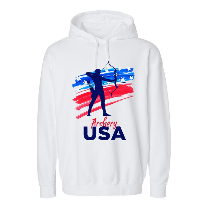 Archery Sport Archer Support Team Flag Usa American Garment-Dyed Fleece Hoodie