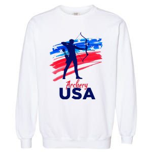 Archery Sport Archer Support Team Flag Usa American Garment-Dyed Sweatshirt