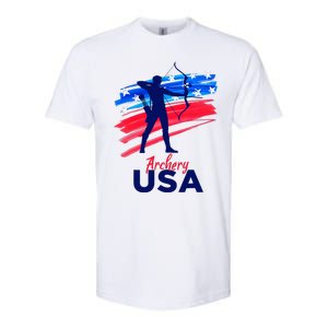 Archery Sport Archer Support Team Flag Usa American Softstyle CVC T-Shirt