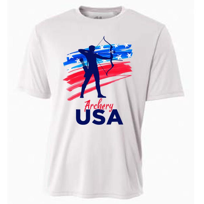 Archery Sport Archer Support Team Flag Usa American Cooling Performance Crew T-Shirt