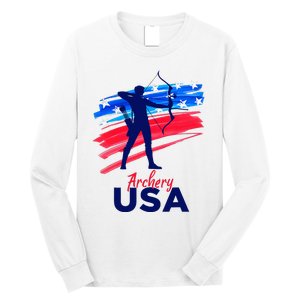 Archery Sport Archer Support Team Flag Usa American Long Sleeve Shirt