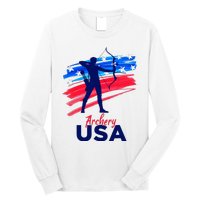 Archery Sport Archer Support Team Flag Usa American Long Sleeve Shirt