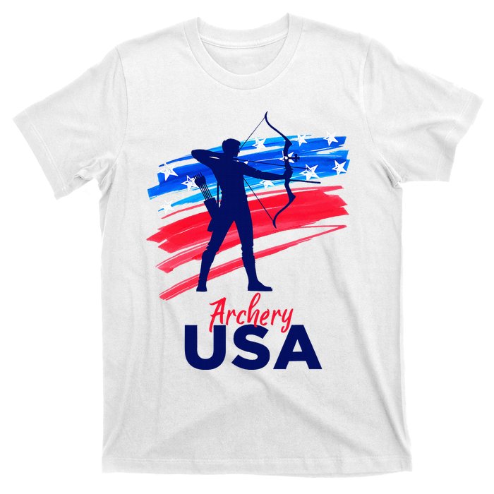 Archery Sport Archer Support Team Flag Usa American T-Shirt