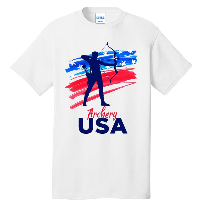 Archery Sport Archer Support Team Flag Usa American Tall T-Shirt