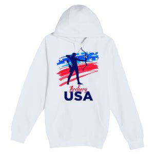 Archery Sport Archer Support Team Flag Usa American Premium Pullover Hoodie