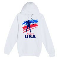 Archery Sport Archer Support Team Flag Usa American Premium Pullover Hoodie