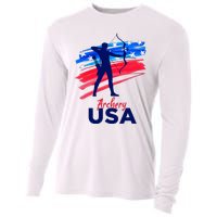 Archery Sport Archer Support Team Flag Usa American Cooling Performance Long Sleeve Crew