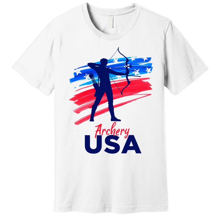 Archery Sport Archer Support Team Flag Usa American Premium T-Shirt