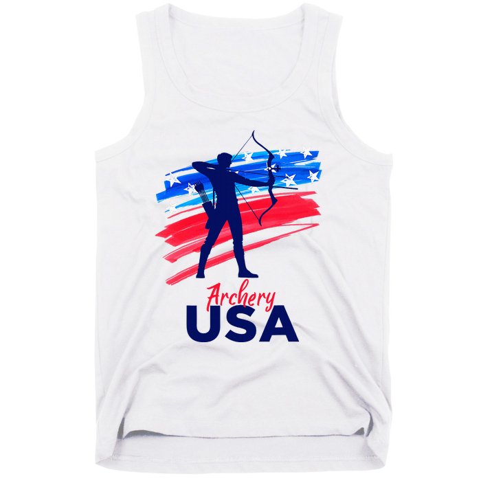 Archery Sport Archer Support Team Flag Usa American Tank Top