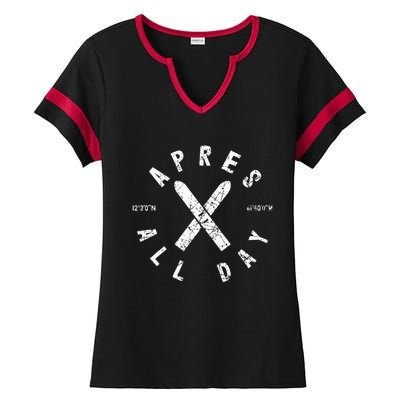 Apres Ski All Day Ski Cool Skier Winter Sports Skiing Ladies Halftime Notch Neck Tee