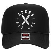 Apres Ski All Day Ski Cool Skier Winter Sports Skiing High Crown Mesh Back Trucker Hat