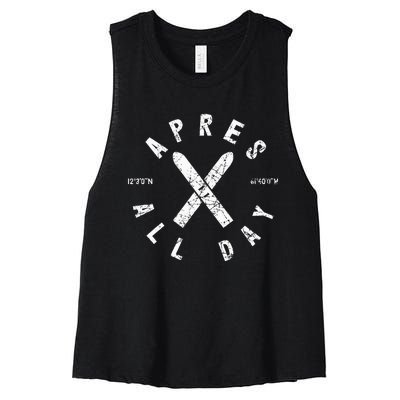 Apres Ski All Day Ski Cool Skier Winter Sports Skiing Women's Racerback Cropped Tank