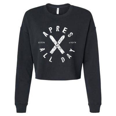 Apres Ski All Day Ski Cool Skier Winter Sports Skiing Cropped Pullover Crew