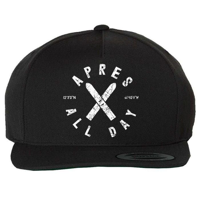 Apres Ski All Day Ski Cool Skier Winter Sports Skiing Wool Snapback Cap