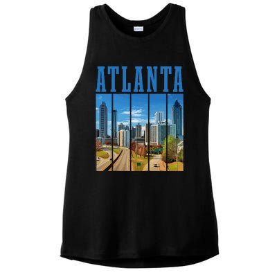 Atlanta Skyline ATL Georgia Vintage Pride Ladies PosiCharge Tri-Blend Wicking Tank