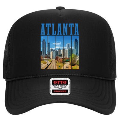 Atlanta Skyline ATL Georgia Vintage Pride High Crown Mesh Back Trucker Hat