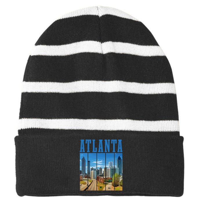 Atlanta Skyline ATL Georgia Vintage Pride Striped Beanie with Solid Band