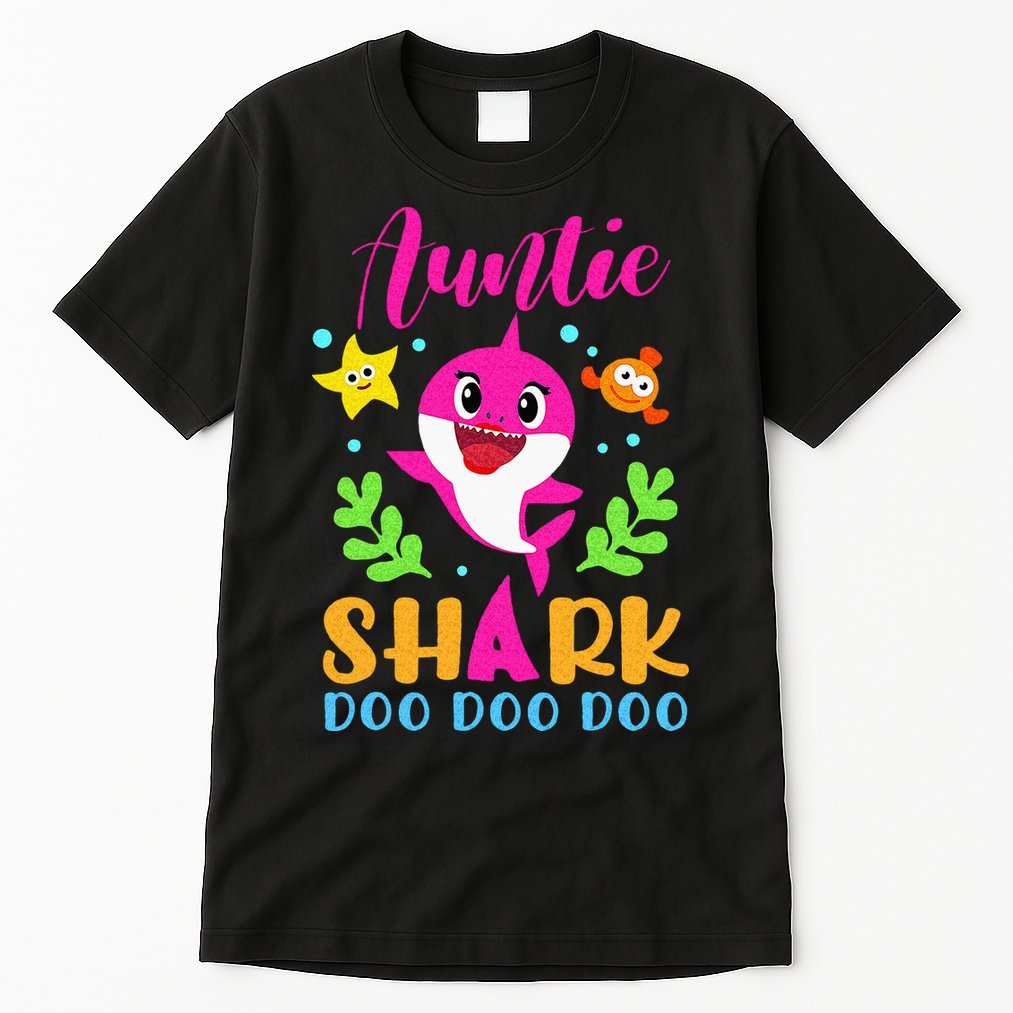 Auntie Shark Auntie Shark Lover Family Mothers Day Tall T-Shirt