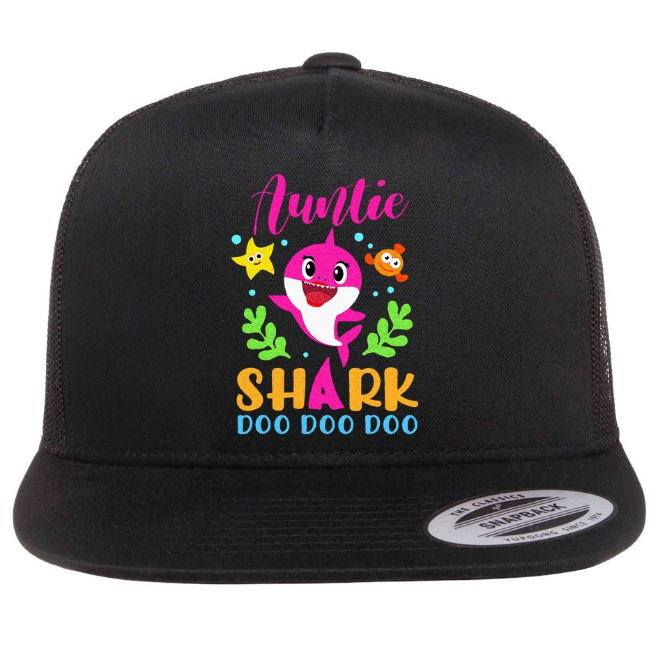 Auntie Shark Auntie Shark Lover Family Mothers Day Flat Bill Trucker Hat