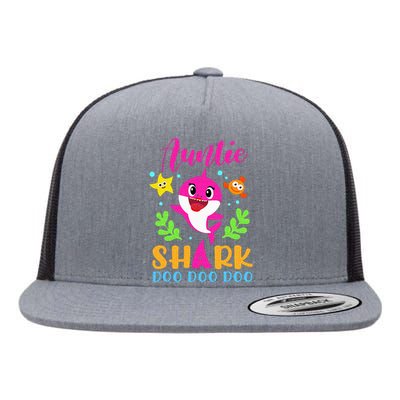 Auntie Shark Auntie Shark Lover Family Mothers Day Flat Bill Trucker Hat