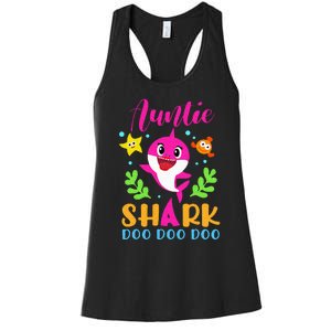 Auntie Shark Auntie Shark Lover Family Mothers Day Women's Racerback Tank