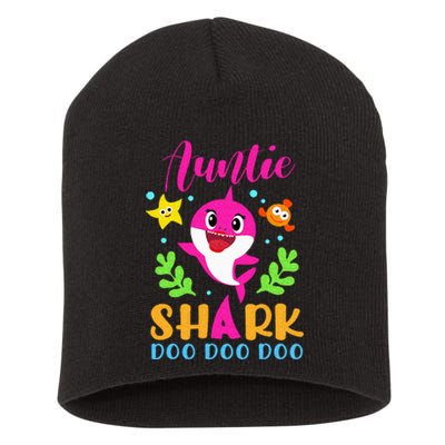 Auntie Shark Auntie Shark Lover Family Mothers Day Short Acrylic Beanie