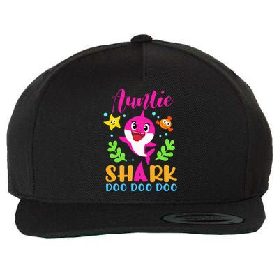 Auntie Shark Auntie Shark Lover Family Mothers Day Wool Snapback Cap