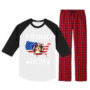 Australian Shepherd Aussie Australian Proud Patriot Mom Gift Raglan Sleeve Pajama Set