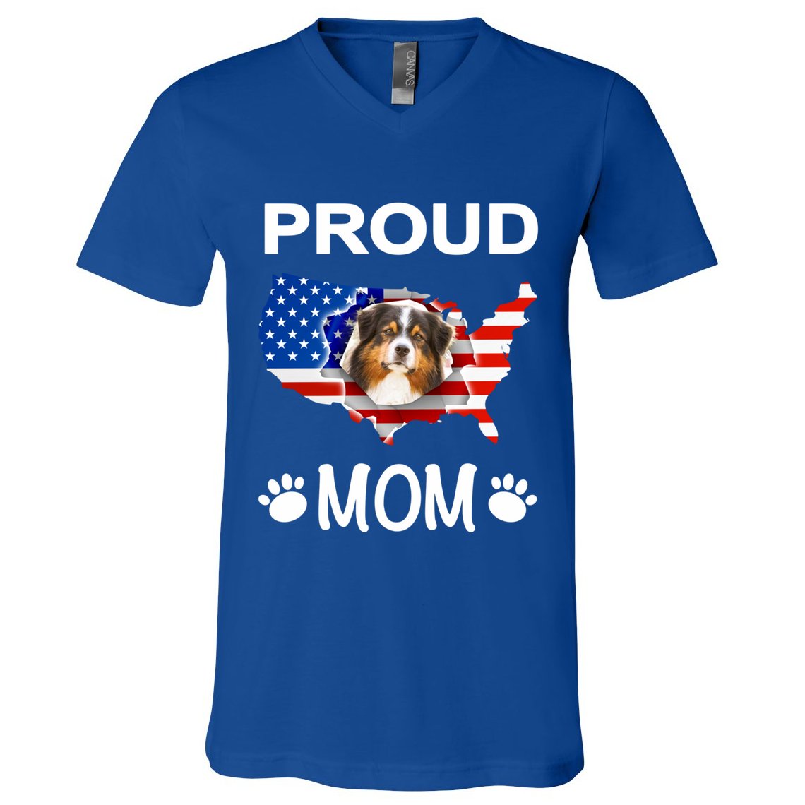 Australian Shepherd Aussie Australian Proud Patriot Mom Gift V-Neck T-Shirt