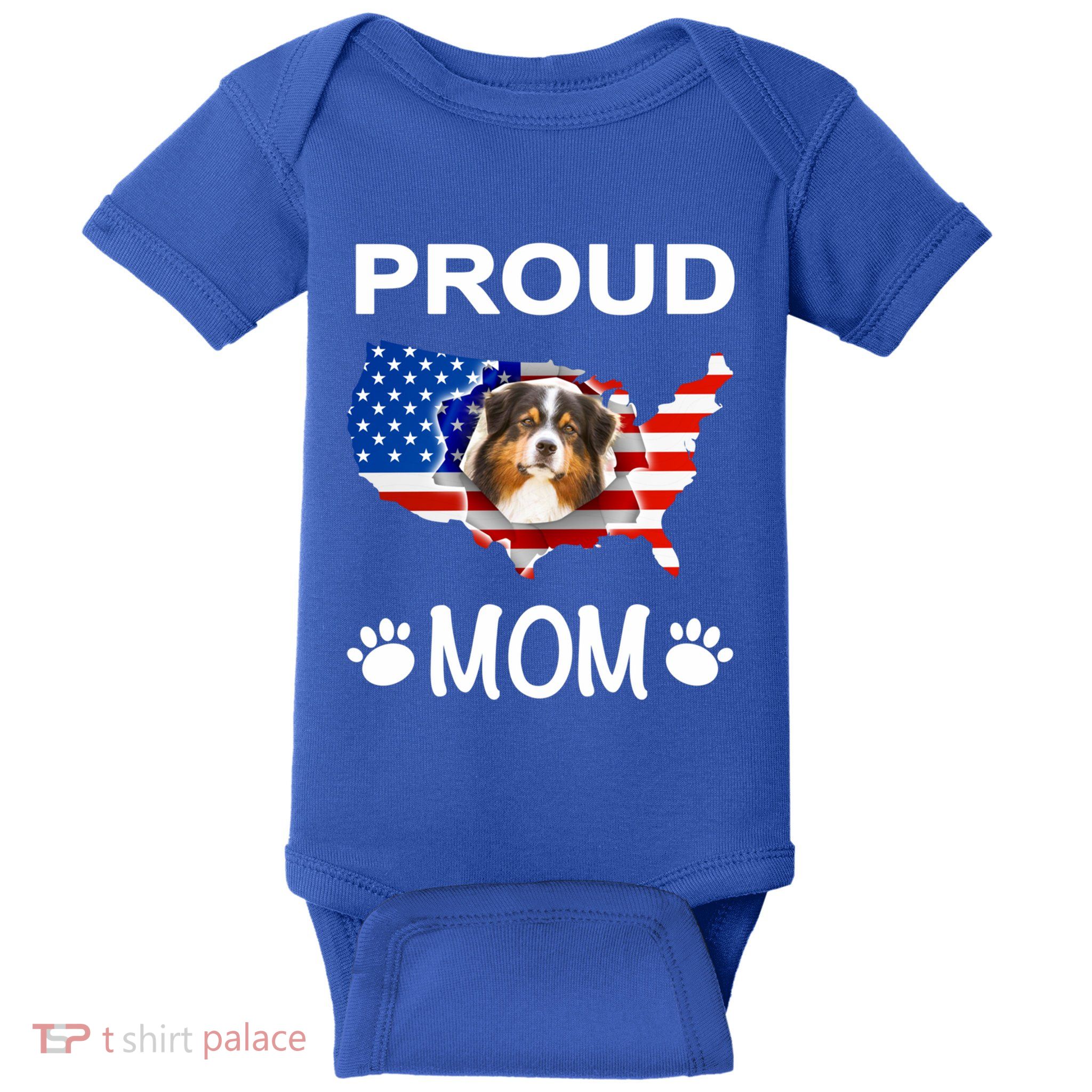 Australian Shepherd Aussie Australian Proud Patriot Mom Gift Baby Bodysuit