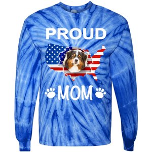 Australian Shepherd Aussie Australian Proud Patriot Mom Gift Tie-Dye Long Sleeve Shirt