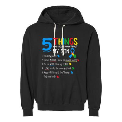 Autistic Son Autism Awareness Support For Mom Garment-Dyed Fleece Hoodie