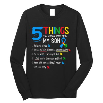 Autistic Son Autism Awareness Support For Mom Long Sleeve Shirt