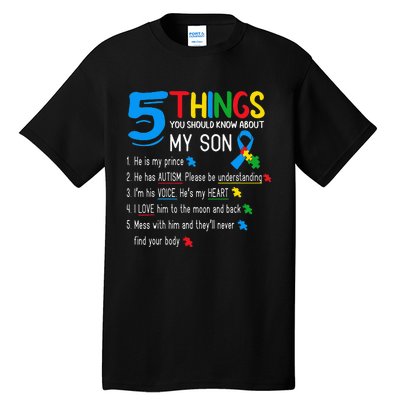 Autistic Son Autism Awareness Support For Mom Tall T-Shirt