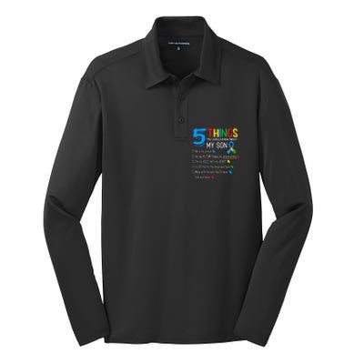 Autistic Son Autism Awareness Support For Mom Silk Touch Performance Long Sleeve Polo