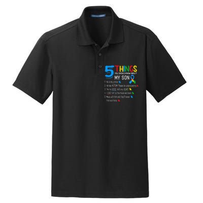 Autistic Son Autism Awareness Support For Mom Dry Zone Grid Polo