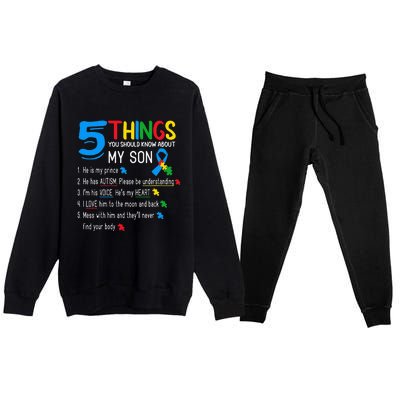 Autistic Son Autism Awareness Support For Mom Premium Crewneck Sweatsuit Set