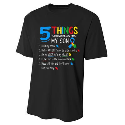 Autistic Son Autism Awareness Support For Mom Performance Sprint T-Shirt