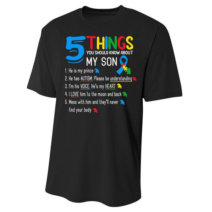 Autistic Son Autism Awareness Support For Mom Performance Sprint T-Shirt