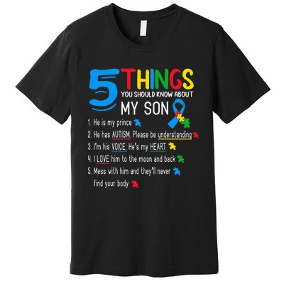 Autistic Son Autism Awareness Support For Mom Premium T-Shirt