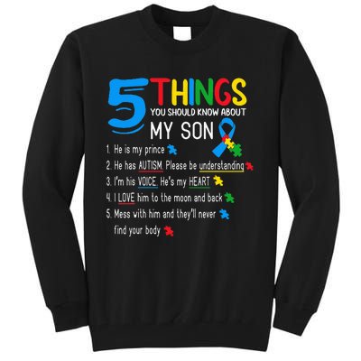 Autistic Son Autism Awareness Support For Mom Tall Sweatshirt