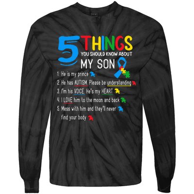 Autistic Son Autism Awareness Support For Mom Tie-Dye Long Sleeve Shirt