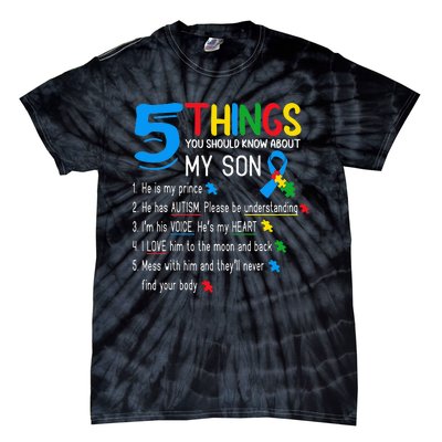 Autistic Son Autism Awareness Support For Mom Tie-Dye T-Shirt