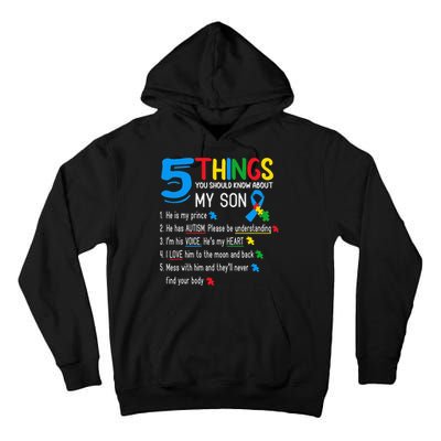 Autistic Son Autism Awareness Support For Mom Tall Hoodie