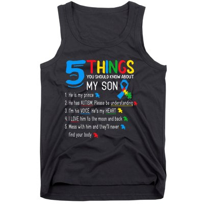 Autistic Son Autism Awareness Support For Mom Tank Top