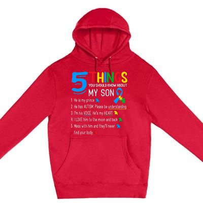 Autistic Son Autism Awareness Support For Mom Premium Pullover Hoodie