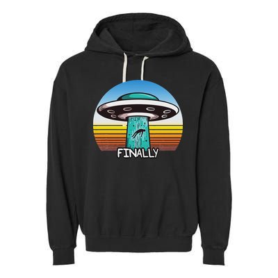 Alien S Abduction Ufo Finally Garment-Dyed Fleece Hoodie
