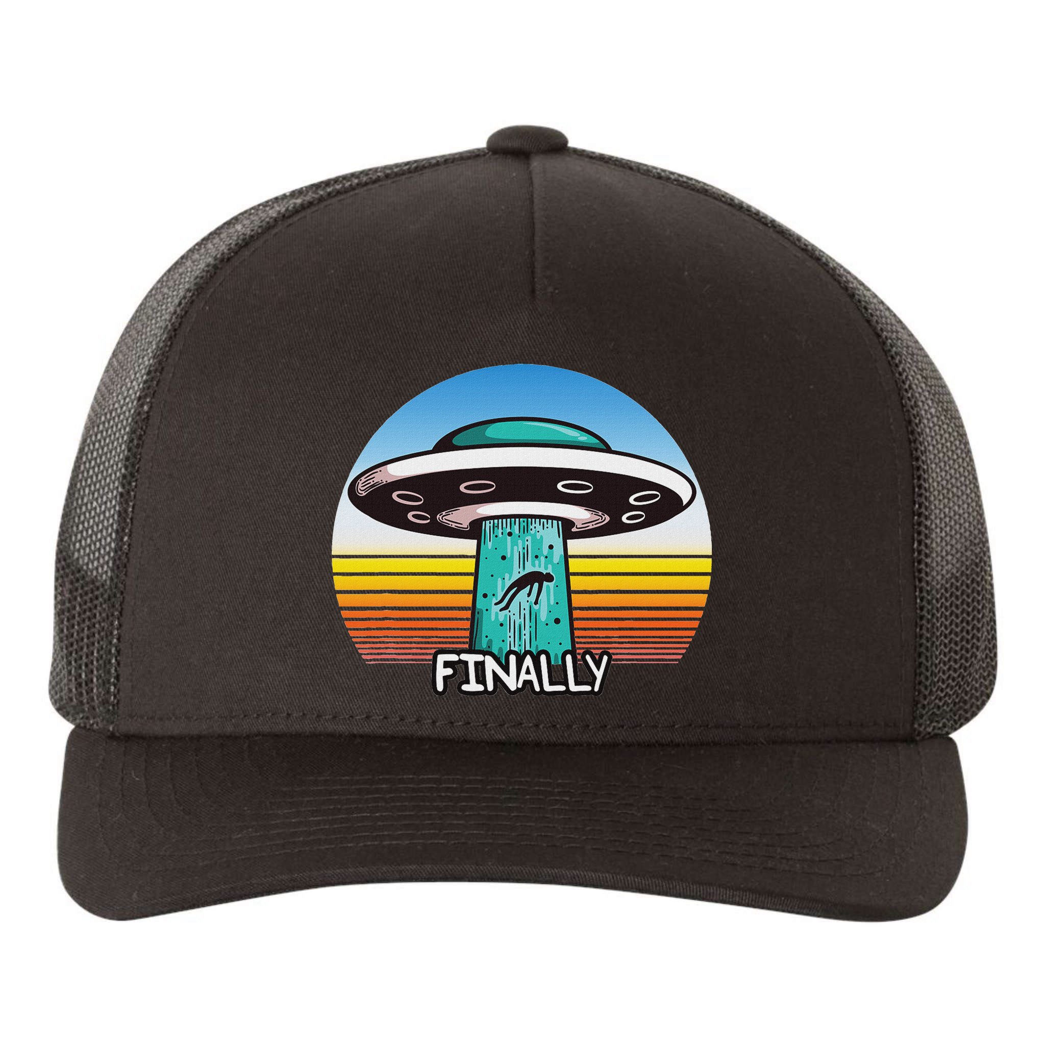Alien S Abduction Ufo Finally Yupoong Adult 5-Panel Trucker Hat
